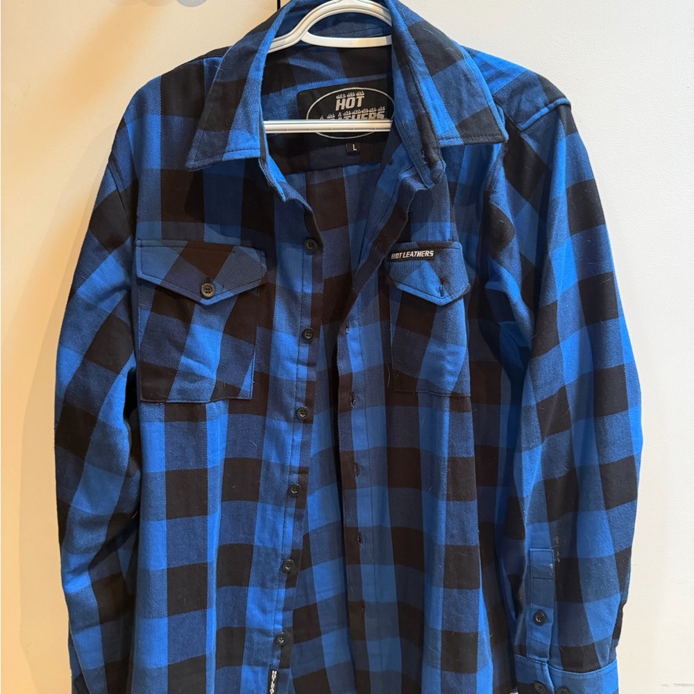 Hot Leathers Blue and Black Plaid Men's Shirt